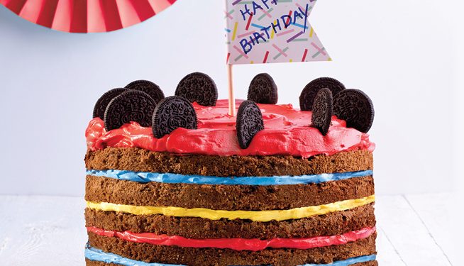 עוגת שכבות אוראו צבעונית ומרשימה ליום הולדת